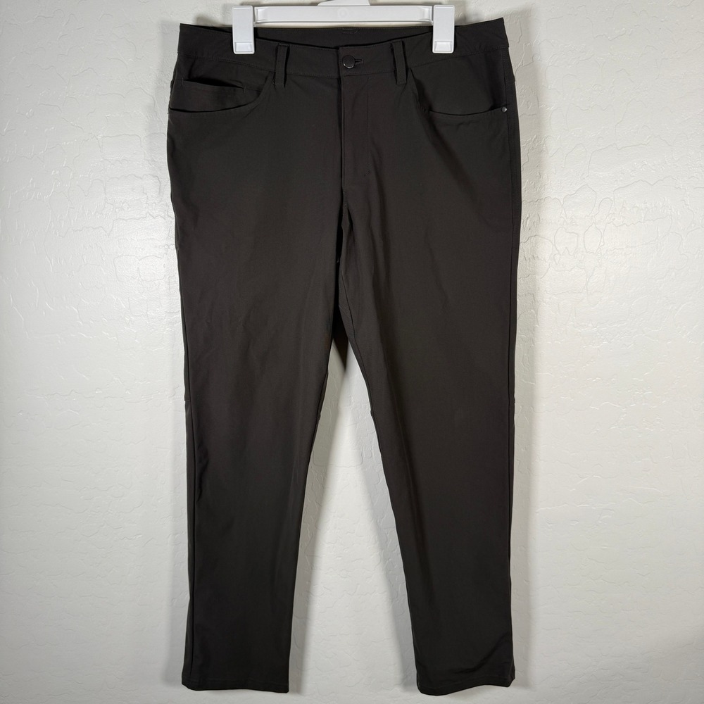 Lululemon ABC Pant Mens 33 Brown Slim Fit Warpstreme Trousers Performance Golf